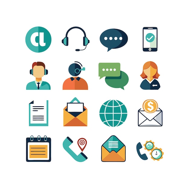 Colección de conjuntos de iconos de contacto para sitios web y aplicaciones móviles