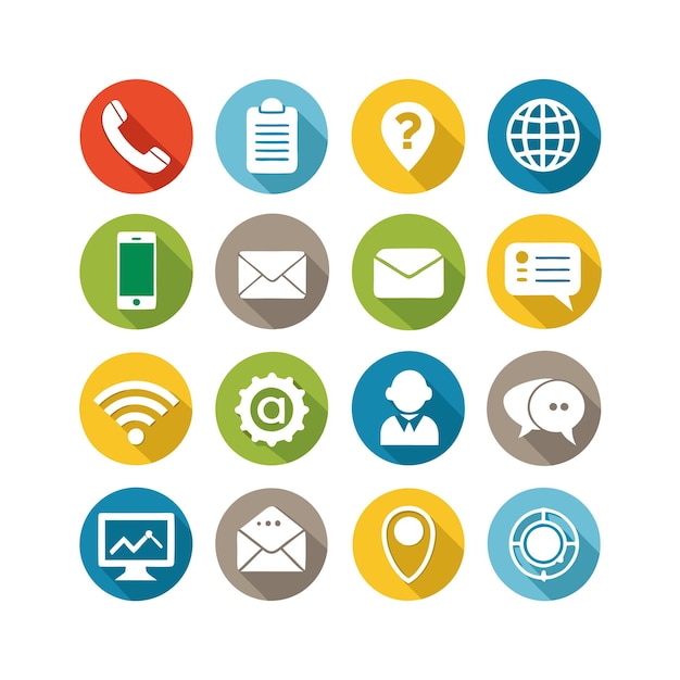 Colección de conjuntos de iconos de contacto para sitios web y aplicaciones móviles