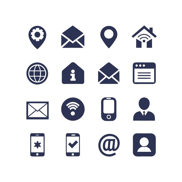 Colección de conjuntos de iconos de contacto para sitios web y aplicaciones móviles