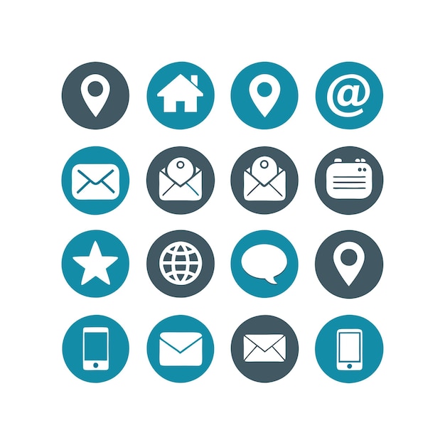 Colección de conjuntos de iconos de contacto para sitios web y aplicaciones móviles
