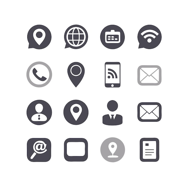 Colección de conjuntos de iconos de contacto para sitios web y aplicaciones móviles