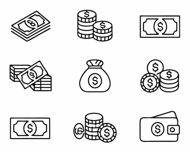Colección de conjuntos de iconos de dinero