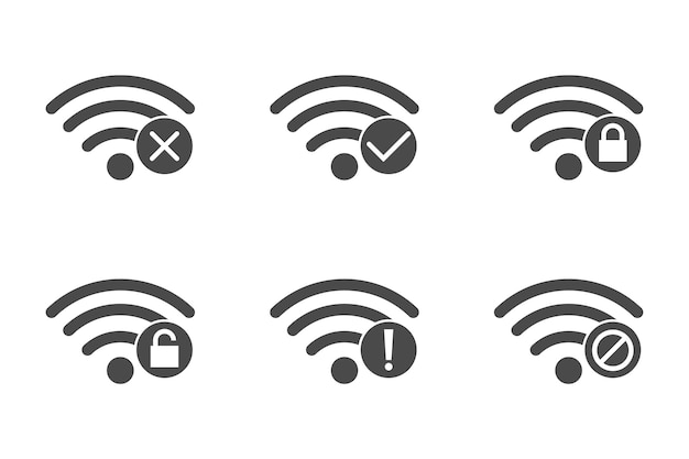 Colección de conjuntos de iconos de fuerza de señal wifi Vector de símbolo de red de conexión inalámbrica