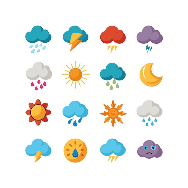 Colección de conjuntos de iconos meteorológicos para sitios web y aplicaciones móviles