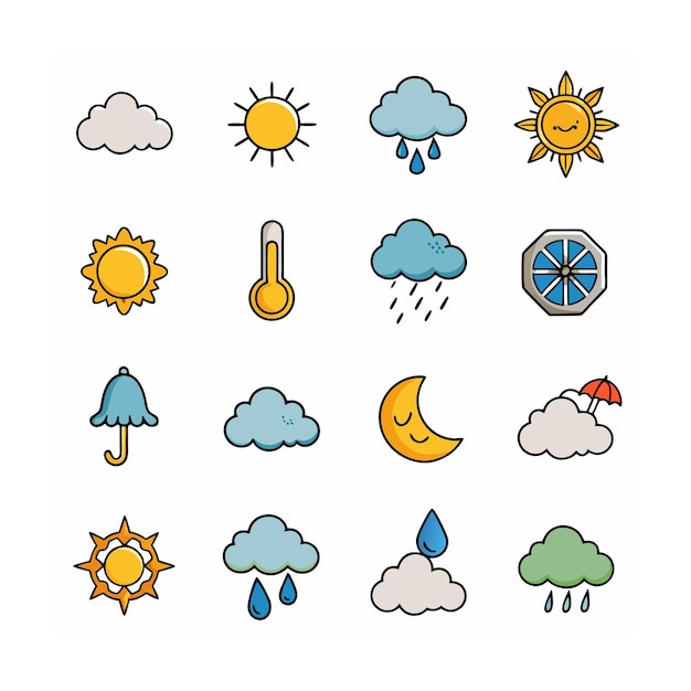 Colección de conjuntos de iconos meteorológicos para sitios web y aplicaciones móviles