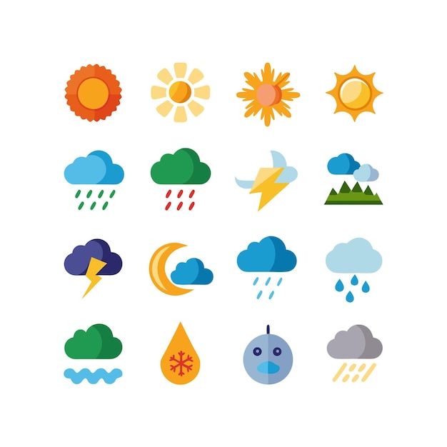 Colección de conjuntos de iconos meteorológicos para sitios web y aplicaciones móviles
