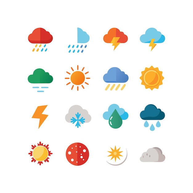 Colección de conjuntos de iconos meteorológicos para sitios web y aplicaciones móviles