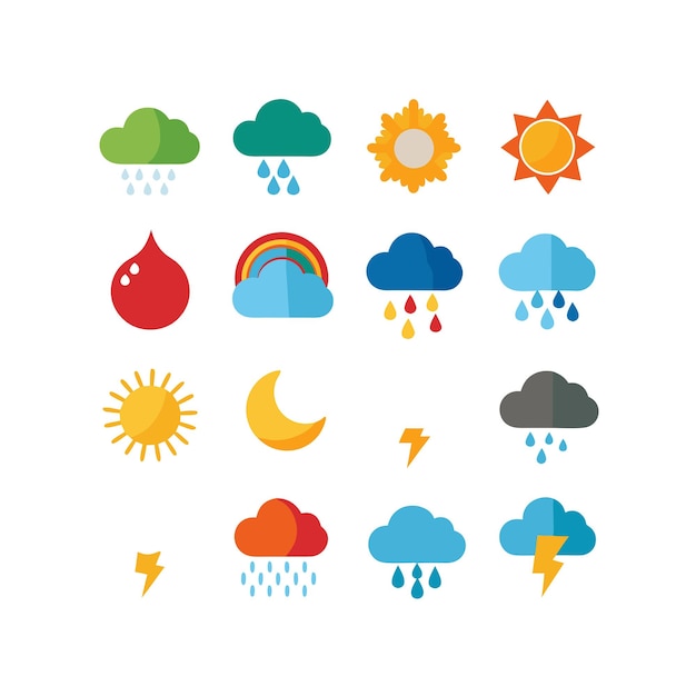 Colección de conjuntos de iconos meteorológicos para sitios web y aplicaciones móviles