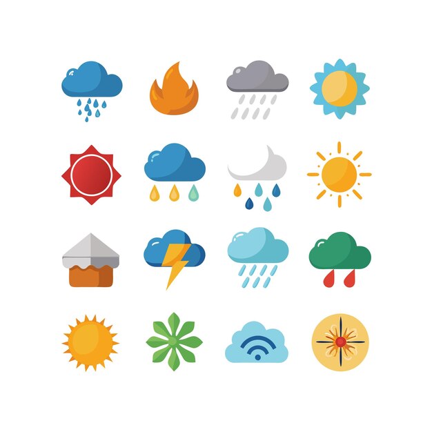 Colección de conjuntos de iconos meteorológicos para sitios web y aplicaciones móviles
