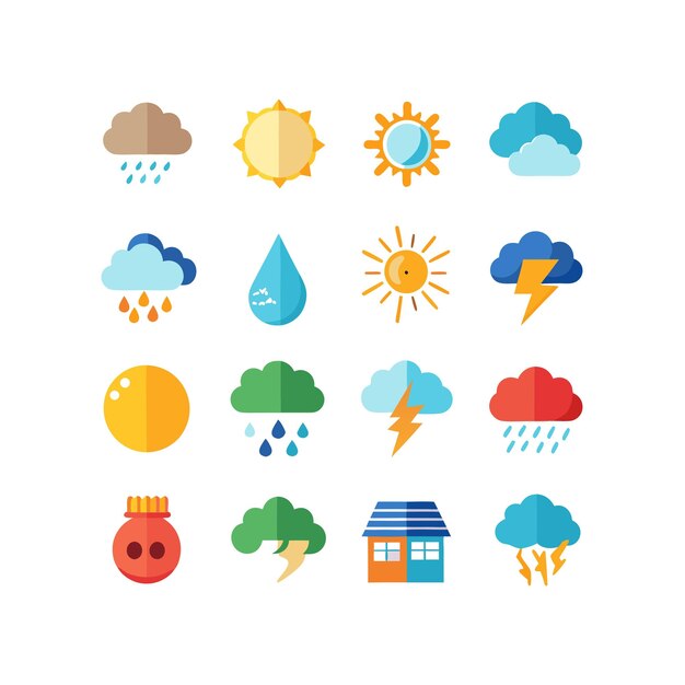 Colección de conjuntos de iconos meteorológicos para sitios web y aplicaciones móviles