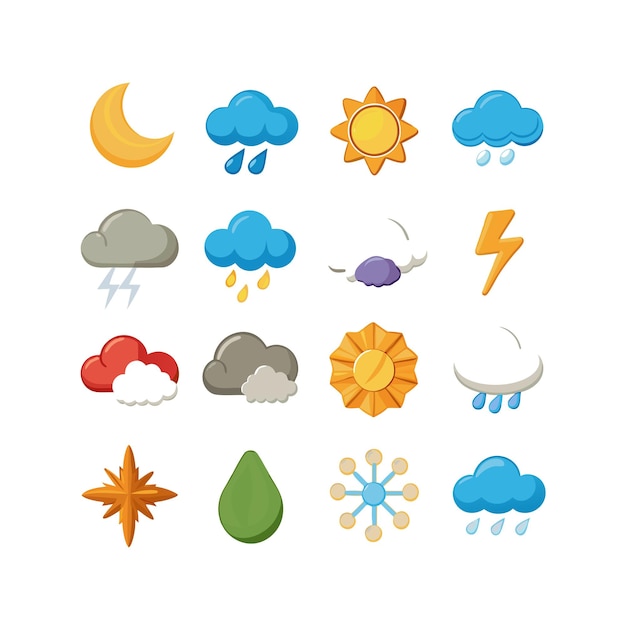Colección de conjuntos de iconos meteorológicos para sitios web y aplicaciones móviles