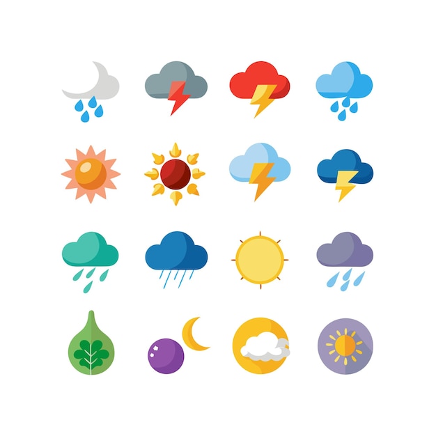 Colección de conjuntos de iconos meteorológicos para sitios web y aplicaciones móviles