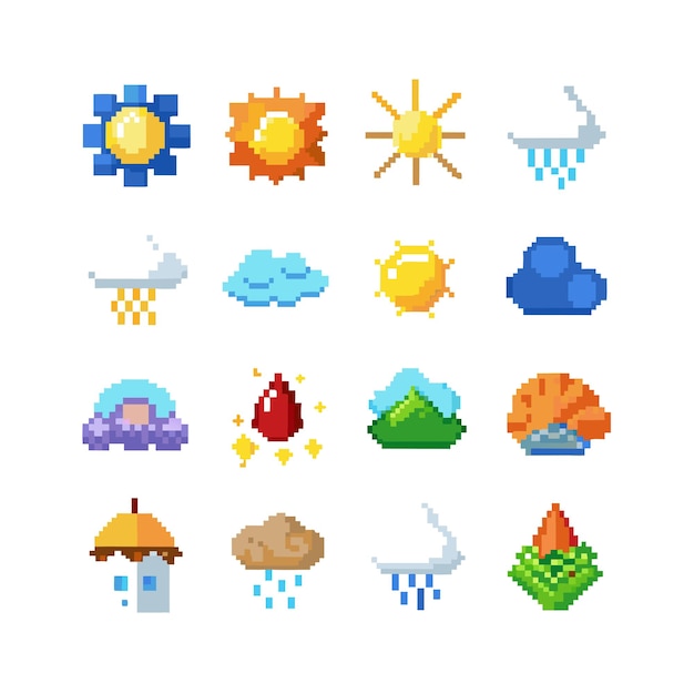 Colección de conjuntos de iconos meteorológicos para sitios web y aplicaciones móviles