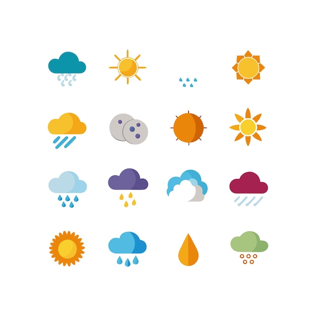 Colección de conjuntos de iconos meteorológicos para sitios web y aplicaciones móviles