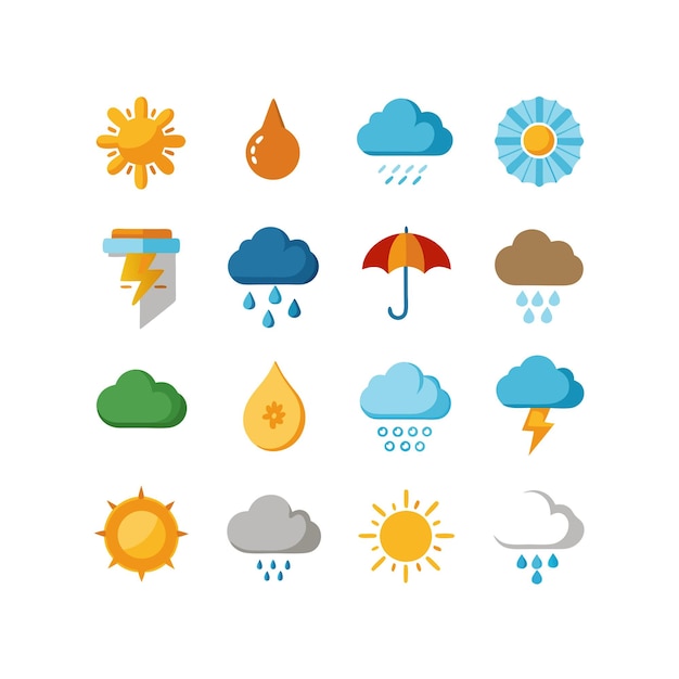 Colección de conjuntos de iconos meteorológicos para sitios web y aplicaciones móviles
