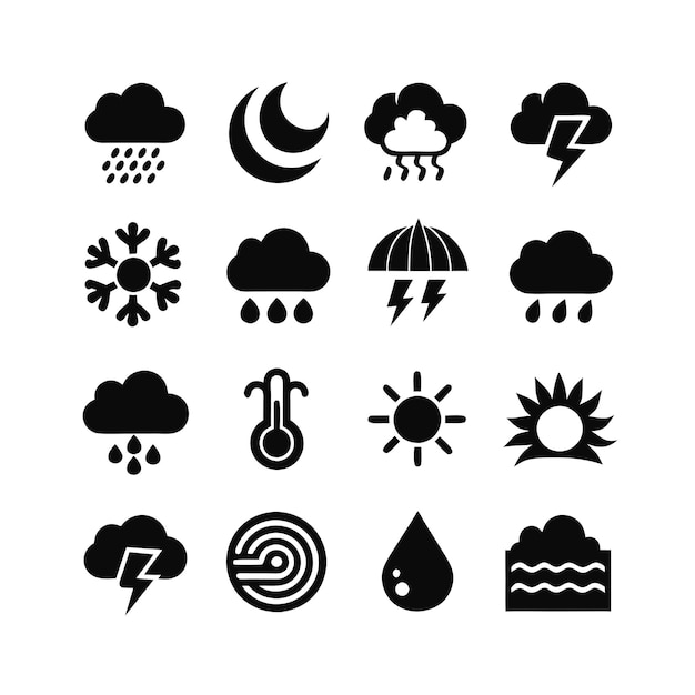 Colección de conjuntos de iconos meteorológicos para sitios web y aplicaciones móviles