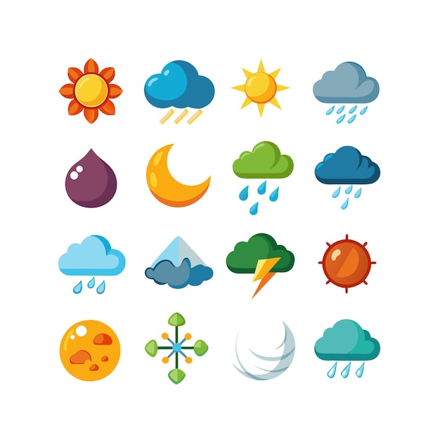 Colección de conjuntos de iconos meteorológicos para sitios web y aplicaciones móviles
