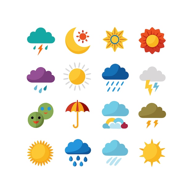 Colección de conjuntos de iconos meteorológicos para sitios web y aplicaciones móviles