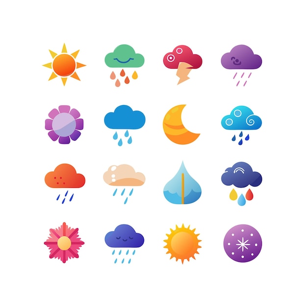 Colección de conjuntos de iconos meteorológicos para sitios web y aplicaciones móviles