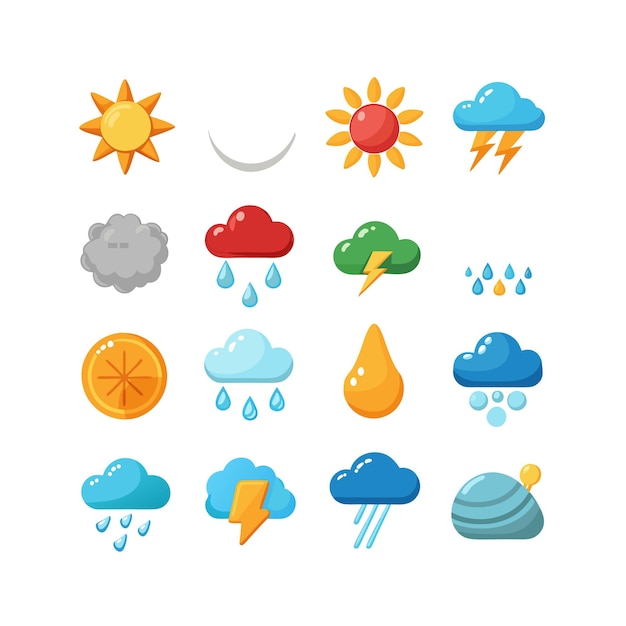Colección de conjuntos de iconos meteorológicos para sitios web y aplicaciones móviles