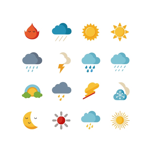 Colección de conjuntos de iconos meteorológicos para sitios web y aplicaciones móviles