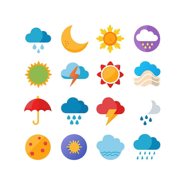 Colección de conjuntos de iconos meteorológicos para sitios web y aplicaciones móviles
