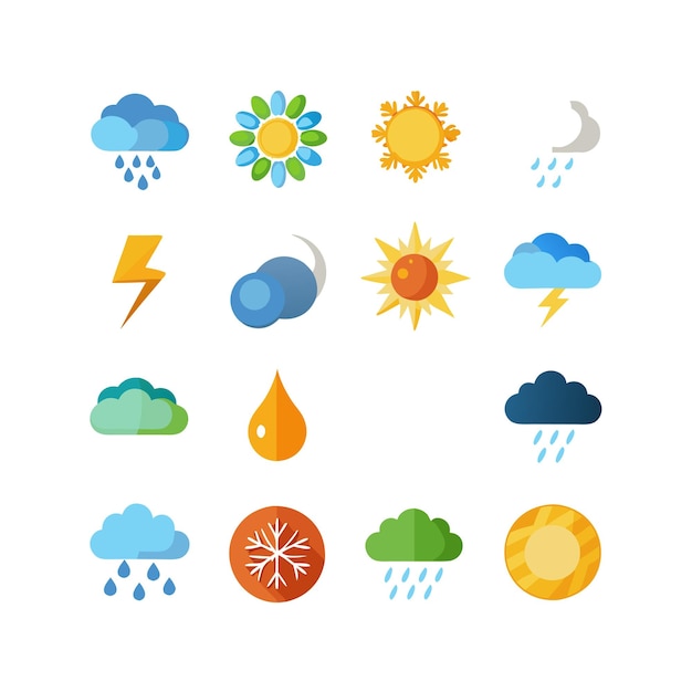 Colección de conjuntos de iconos meteorológicos para sitios web y aplicaciones móviles