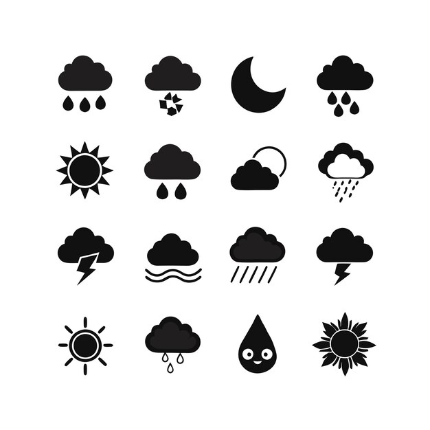 Colección de conjuntos de iconos meteorológicos para sitios web y aplicaciones móviles