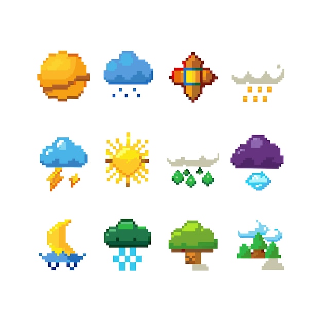 Colección de conjuntos de iconos meteorológicos para sitios web y aplicaciones móviles