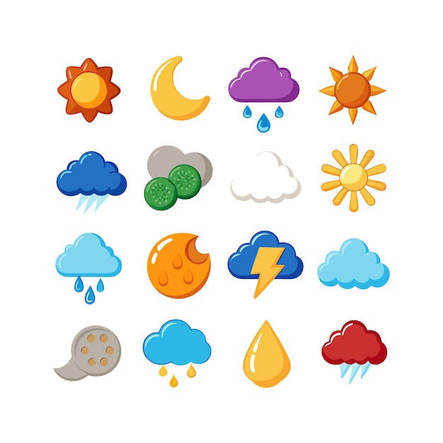 Colección de conjuntos de iconos meteorológicos para sitios web y aplicaciones móviles