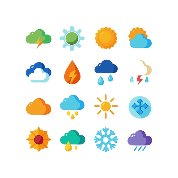 Colección de conjuntos de iconos meteorológicos para sitios web y aplicaciones móviles