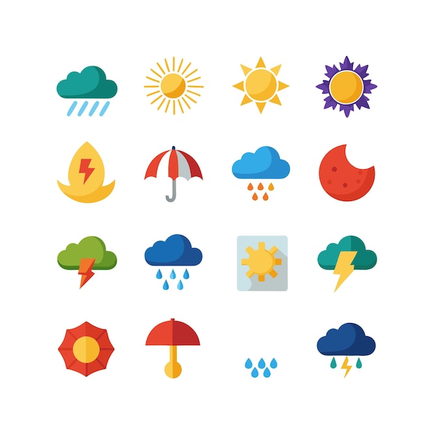 Colección de conjuntos de iconos meteorológicos para sitios web y aplicaciones móviles