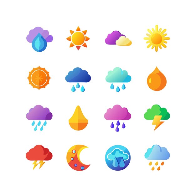 Colección de conjuntos de iconos meteorológicos para sitios web y aplicaciones móviles