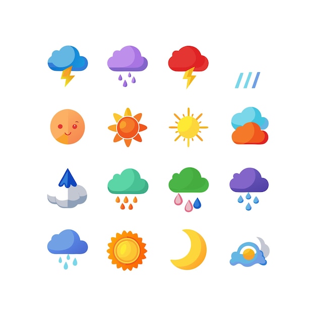 Colección de conjuntos de iconos meteorológicos para sitios web y aplicaciones móviles