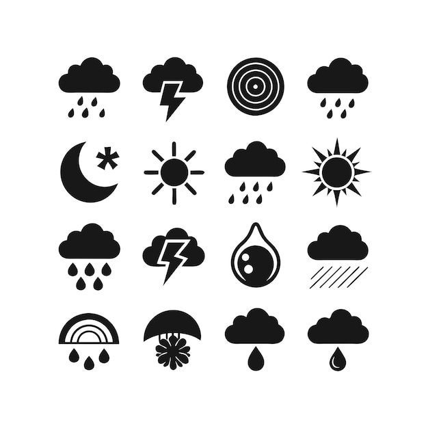 Colección de conjuntos de iconos meteorológicos para sitios web y aplicaciones móviles