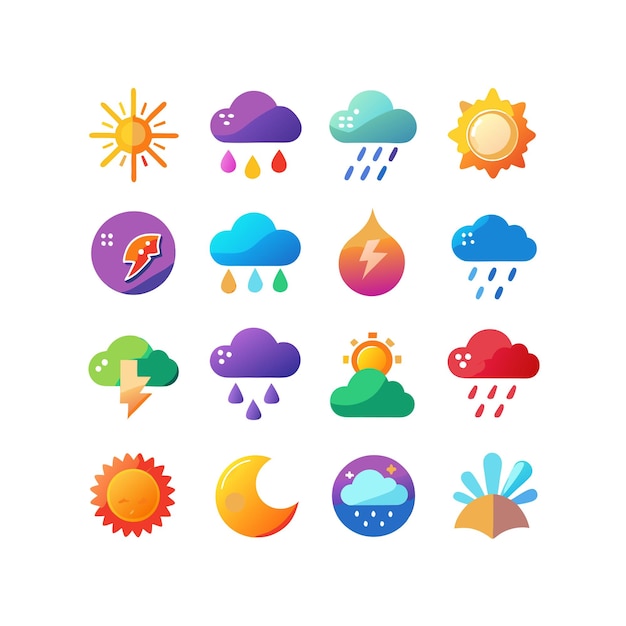 Colección de conjuntos de iconos meteorológicos para sitios web y aplicaciones móviles