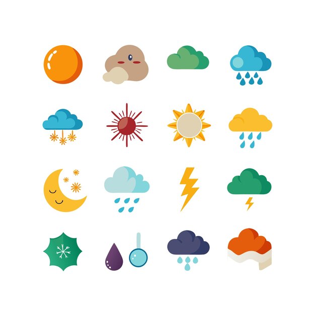 Colección de conjuntos de iconos meteorológicos para sitios web y aplicaciones móviles