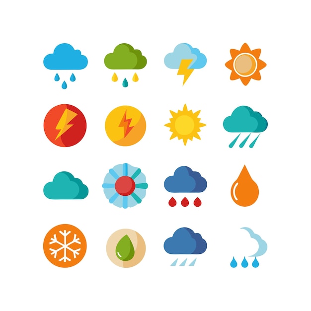 Colección de conjuntos de iconos meteorológicos para sitios web y aplicaciones móviles