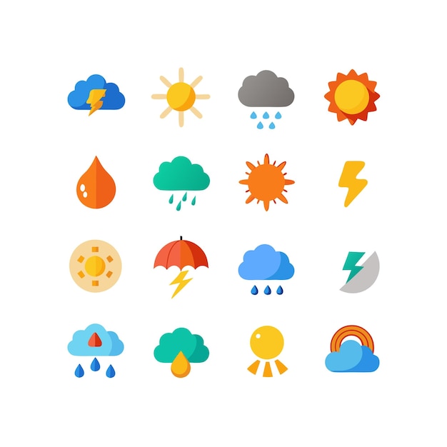 Colección de conjuntos de iconos meteorológicos para sitios web y aplicaciones móviles