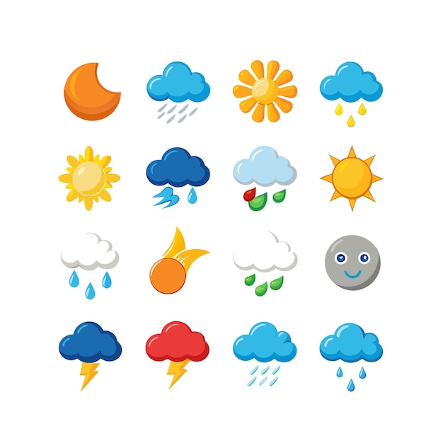 Colección de conjuntos de iconos meteorológicos para sitios web y aplicaciones móviles