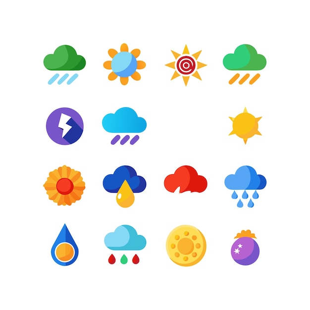 Colección de conjuntos de iconos meteorológicos para sitios web y aplicaciones móviles