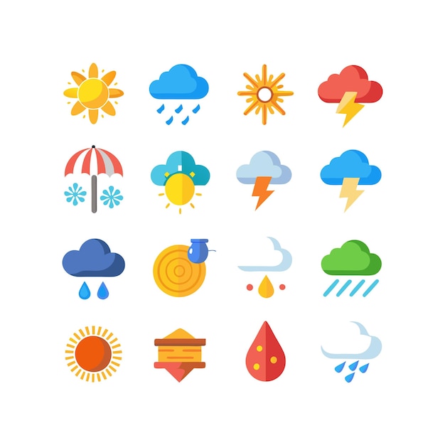 Colección de conjuntos de iconos meteorológicos para sitios web y aplicaciones móviles