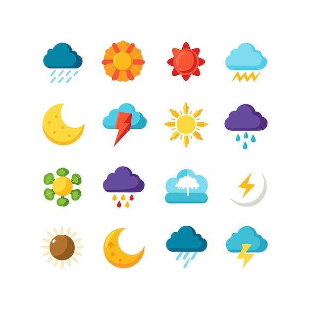 Colección de conjuntos de iconos meteorológicos para sitios web y aplicaciones móviles