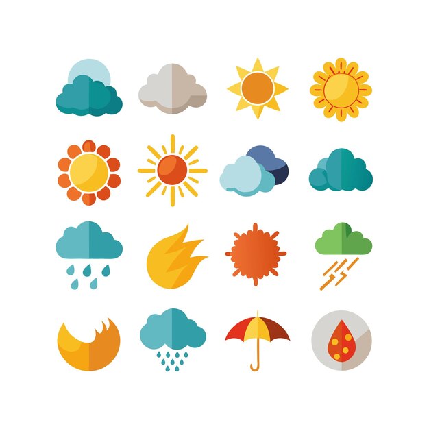 Colección de conjuntos de iconos meteorológicos para sitios web y aplicaciones móviles