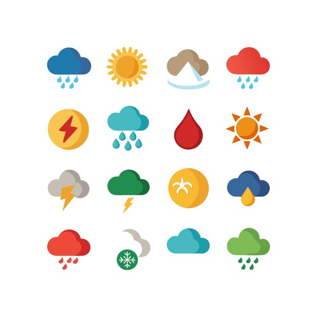 Colección de conjuntos de iconos meteorológicos para sitios web y aplicaciones móviles