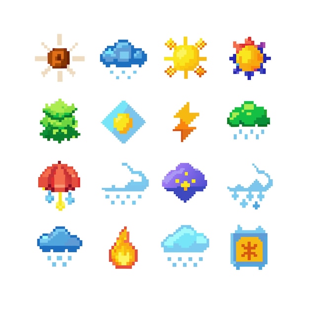 Colección de conjuntos de iconos meteorológicos para sitios web y aplicaciones móviles
