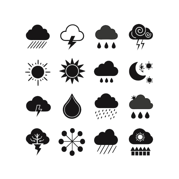 Colección de conjuntos de iconos meteorológicos para sitios web y aplicaciones móviles