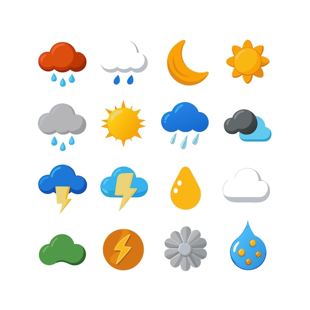 Colección de conjuntos de iconos meteorológicos para sitios web y aplicaciones móviles
