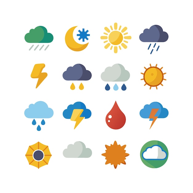 Colección de conjuntos de iconos meteorológicos para sitios web y aplicaciones móviles