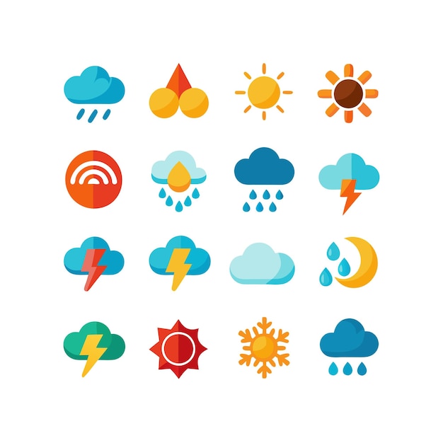 Colección de conjuntos de iconos meteorológicos para sitios web y aplicaciones móviles